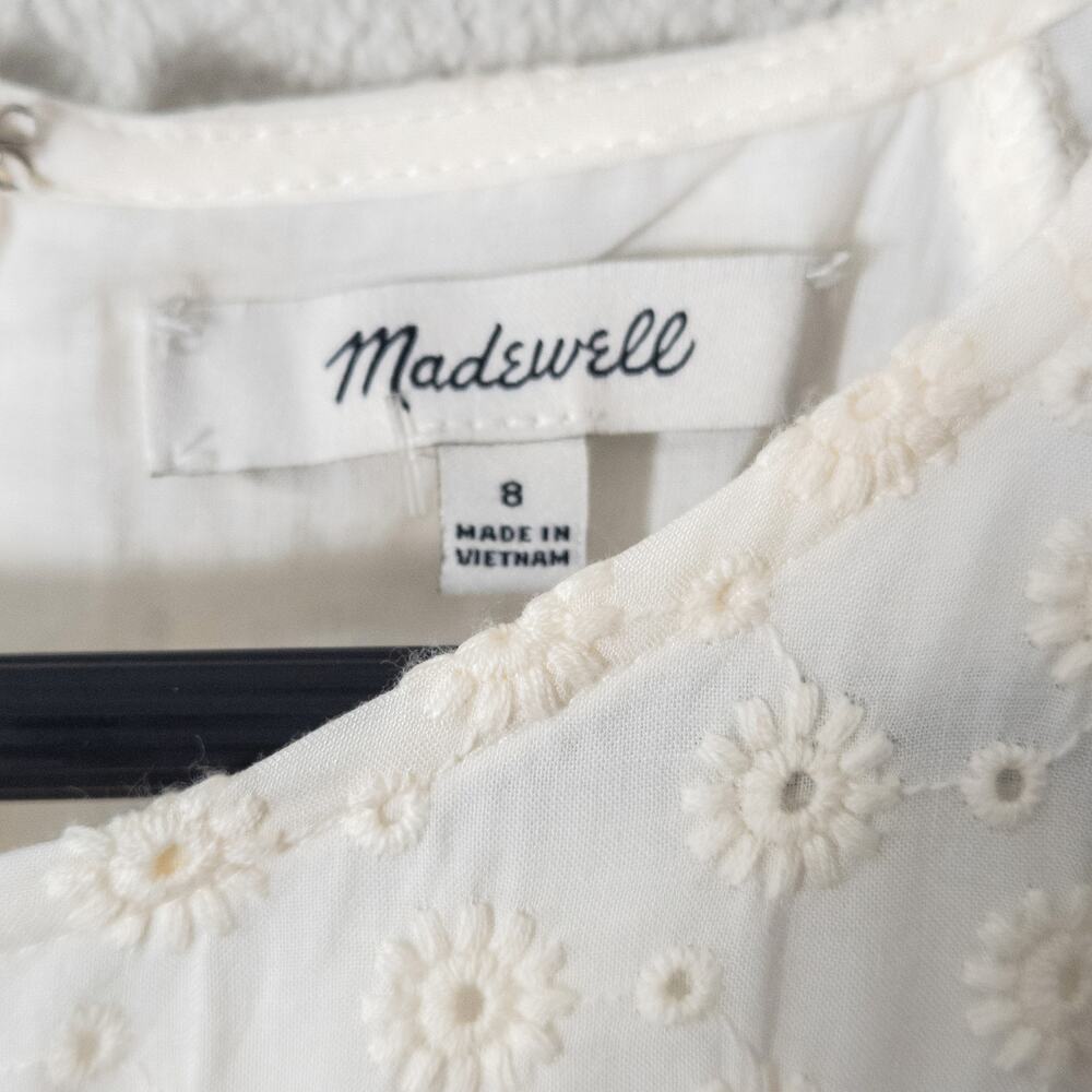 Madewell Embroidered Short Sleeve Dress Ivory Size 8 Cottagecore Romantic - Picture 10 of 12